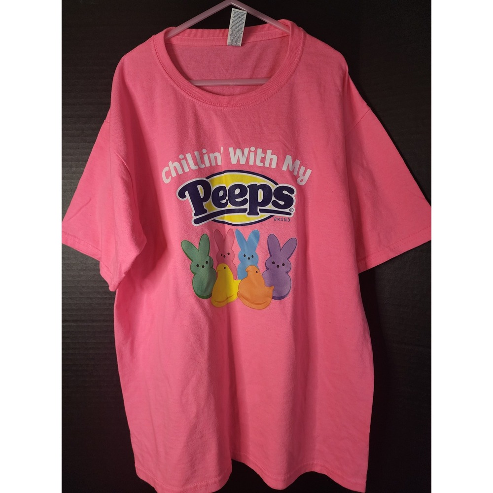 Jerzees Youth XL Pink Chillin With My Peeps Graphic T-Shirt Short Sleeve Tee